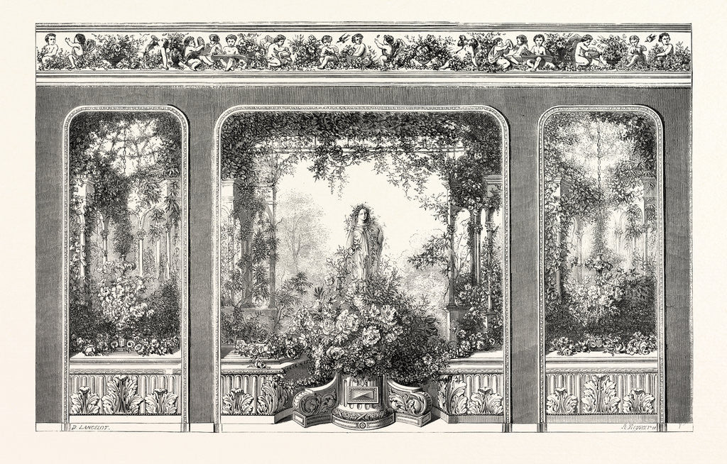Detail of Industry Exhibition. Gardens of Armida, Executed Wallpaper by the House of Jules Desfosse. 1855. Paris, France, Exposition Universelle by Anonymous