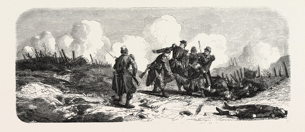 Detail of The Lieutenant Poussin, Killed in the Attack on the Central Bastion, While Removing His Injured Captain by Anonymous