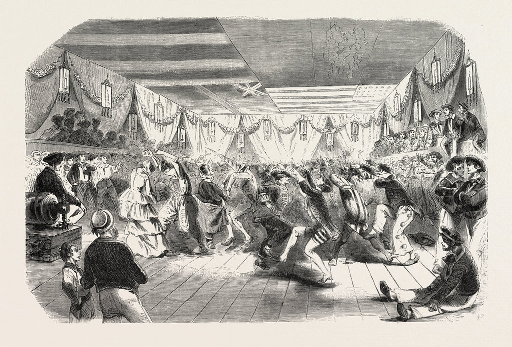 Detail of Recreations Aboard the Friedland: Costume Ball, 1855 by Anonymous
