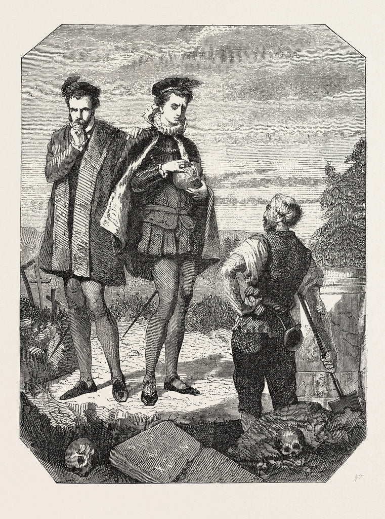 Detail of Salon of 1855. French School. Hamlet, Engraving 1855 by Anonymous