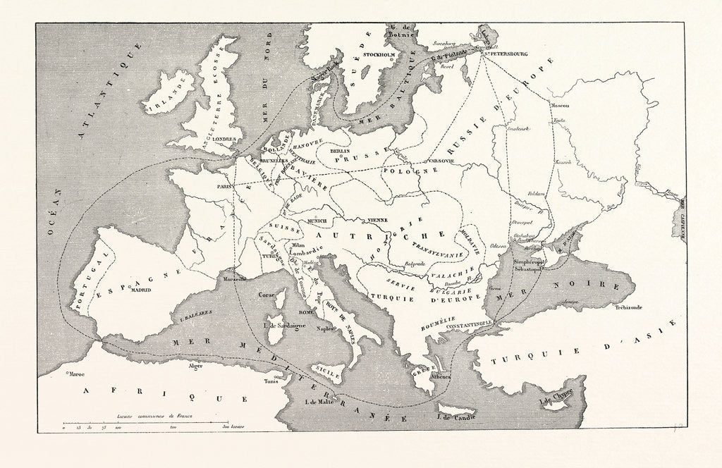 Detail of The Crimean War, 1855: Map of Europe to Serve in the General War against Russia in the Baltic Sea and the Black Sea by Anonymous