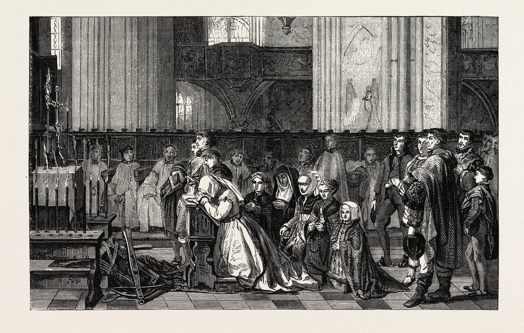 Detail of Salon of 1855. Belgian School. The Trentaines De Bertal De Haze, Engraving by Anonymous