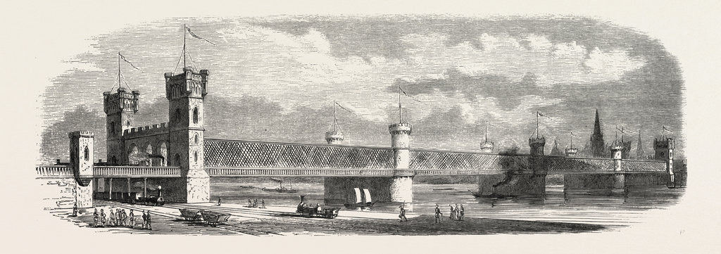 Detail of Railway Erquelines Saint-Quentin: The New Bridge of Cologne, 1855 by Anonymous