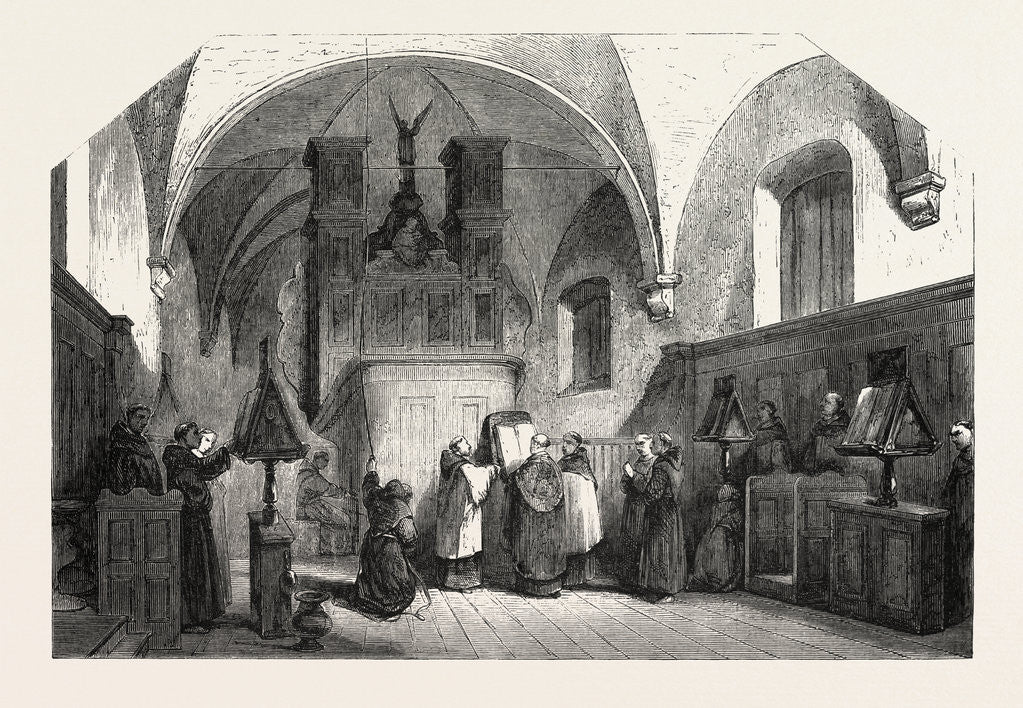 Detail of Monks of St. Francis Singing a Te Deum, Engraving 1855 by Anonymous