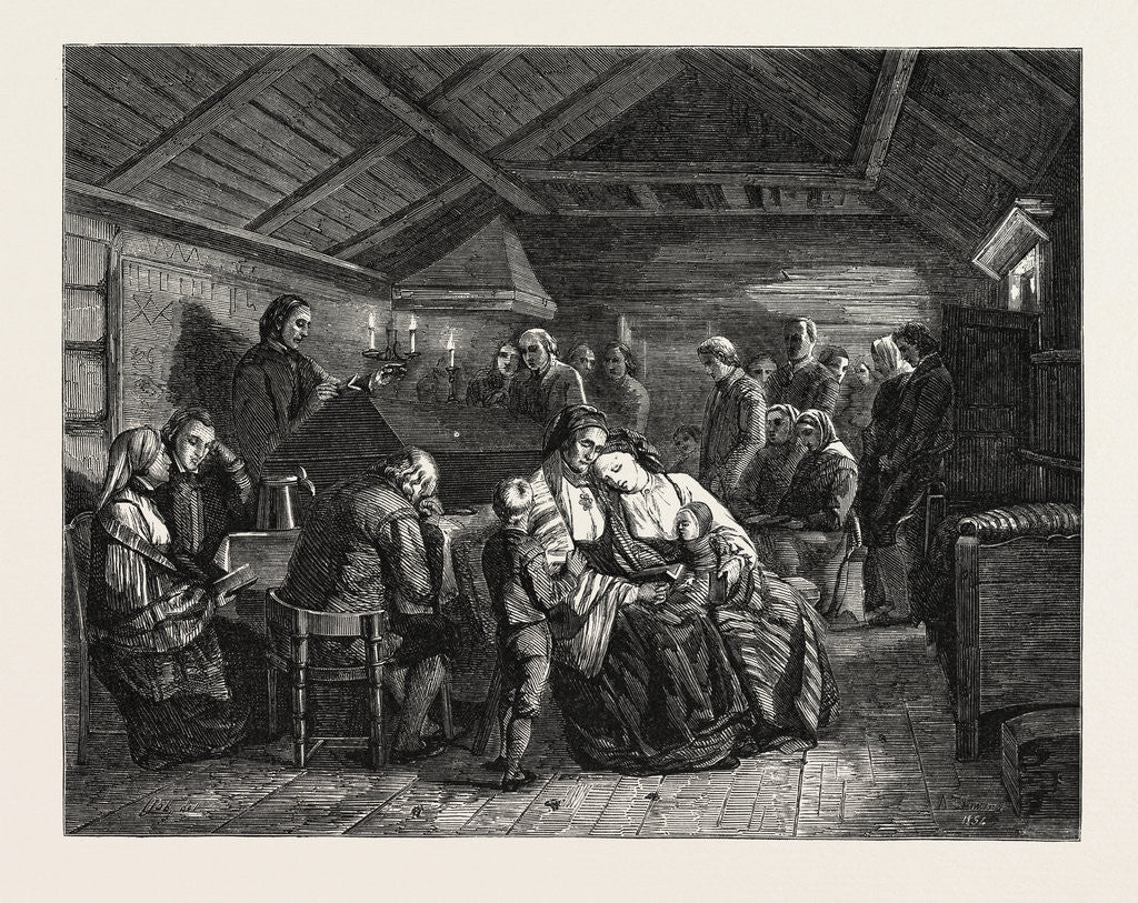 Detail of Salon of 1855. Norway. Funerals in Rural Norway, Engraving by Anonymous