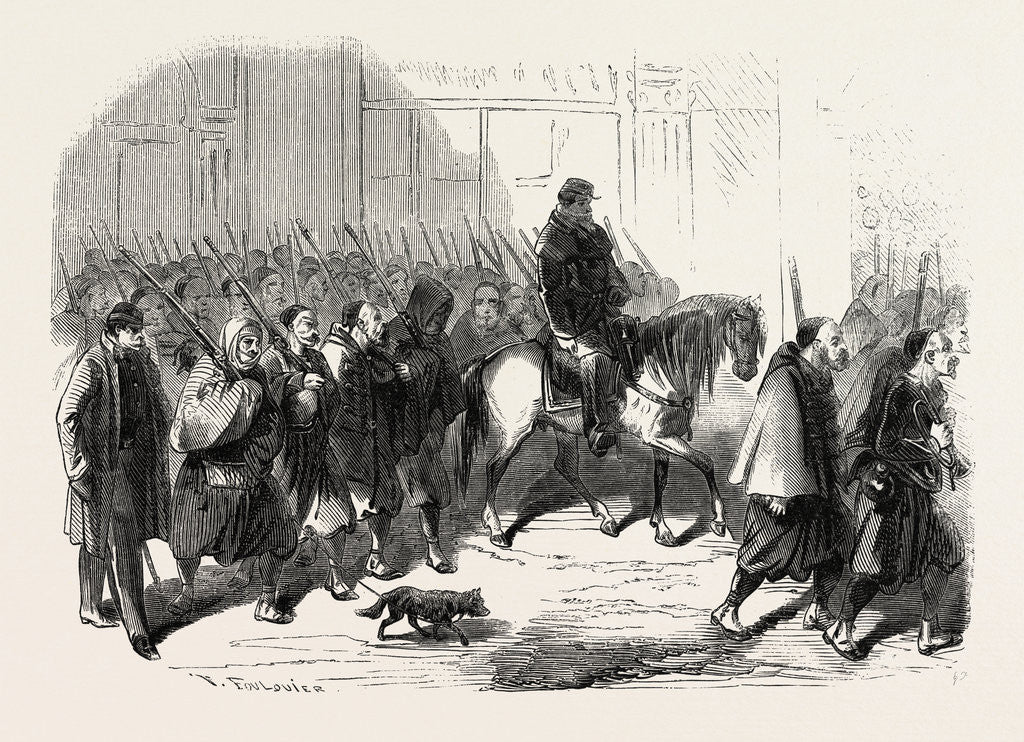 Detail of Passage, Lyon, Zouaves, Returning from Crimea, France, 1855 by Anonymous
