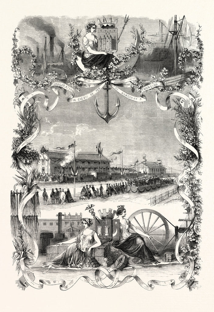 Detail of Inauguration of Railway Bordeaux Tonneins: First Section of the Railway Du Midi. According to Mr. Fauche 1855 by Anonymous