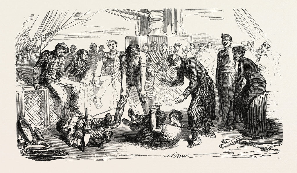 Detail of The Army of the Orient: The Cockfight., 1855 by Anonymous
