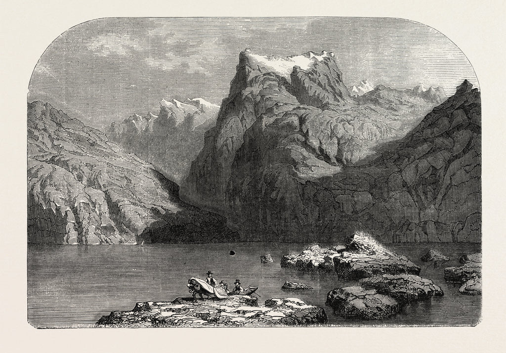 Detail of Swiss School. Lake Lucerne, Engraving 1855 by Anonymous
