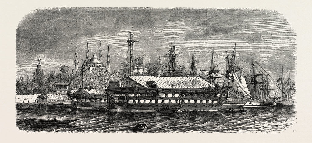 Detail of Pontoons, Barrack for Russian Prisoners Injured in the Port of Constantinople (Istanbul), 1855 by Anonymous