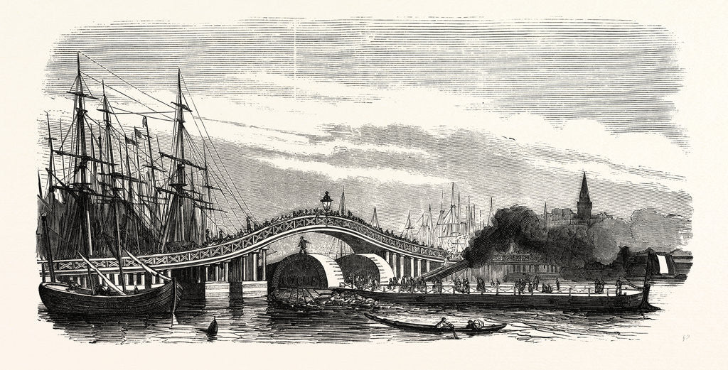 Detail of Passage of the Steamer Le Cygne Under the Galata Bridge in Constantinople (Istanbul), 1855 by Anonymous