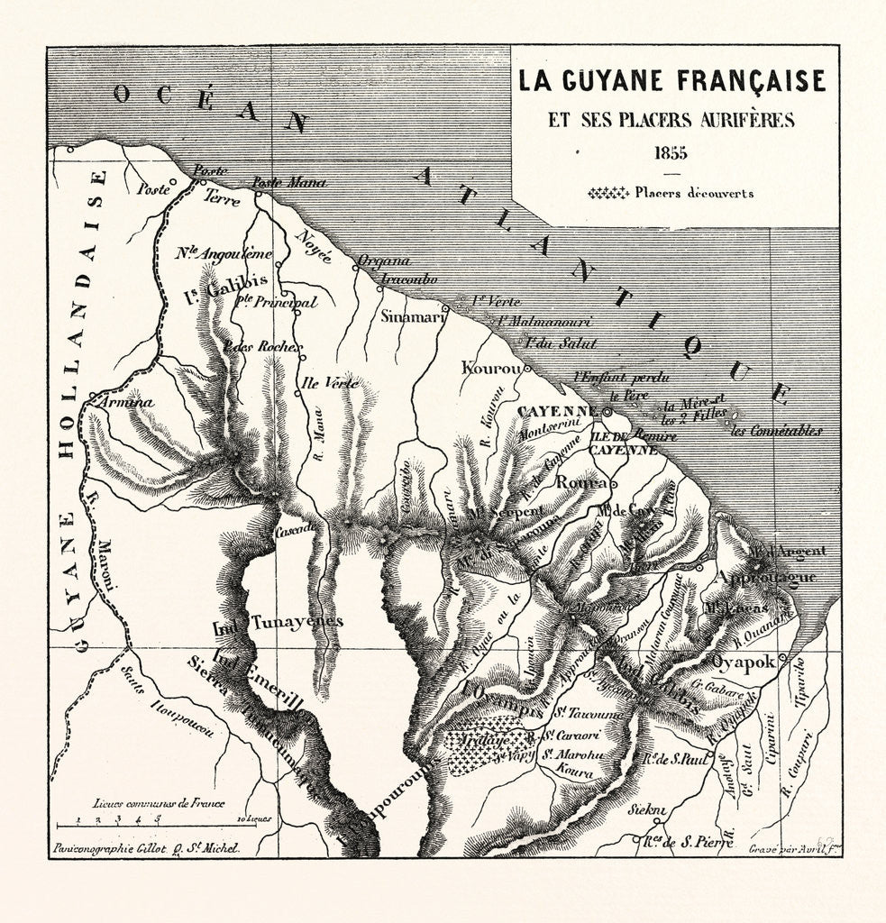 Detail of French Guiana, 1855 by Anonymous