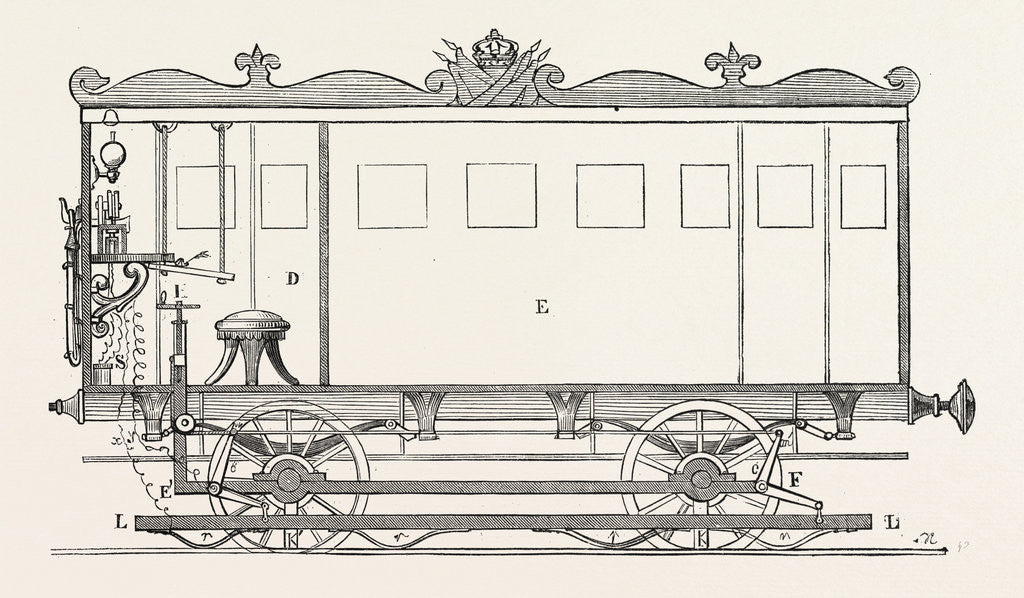 Detail of Telegraph Locomotives. Vertical Section of the Telegraph Wagon, 1855 by Anonymous