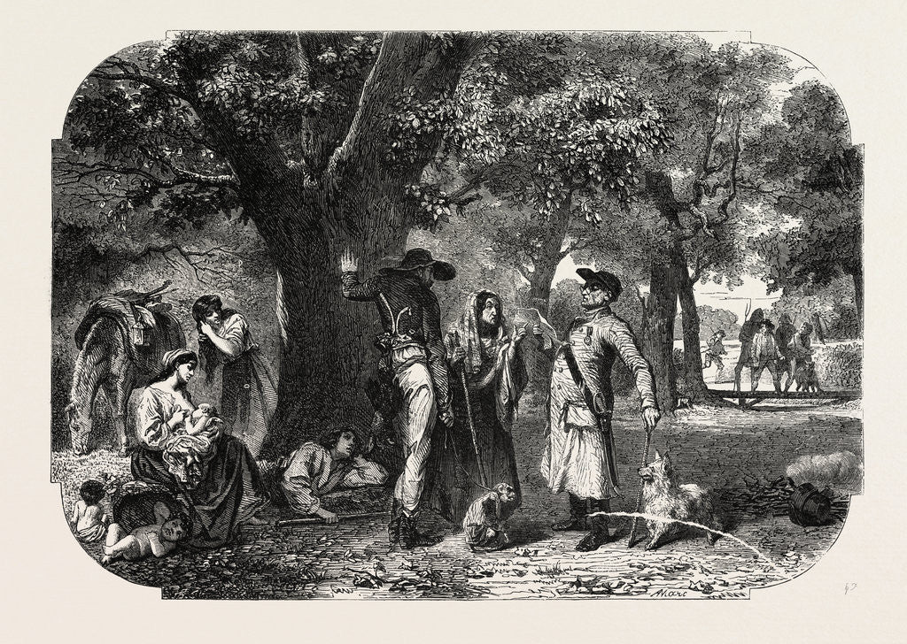 Detail of School Baden and Nassau. Gypsies, Engraving 1855 by Anonymous