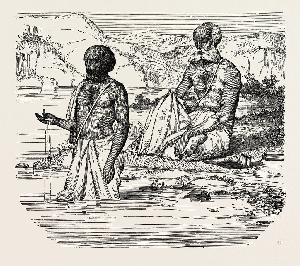 Detail of Brahmins Worshipping the Ganges, India by Anonymous