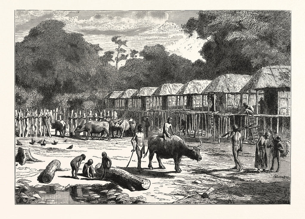 Detail of Scene in a Village in the Laos Country by Anonymous