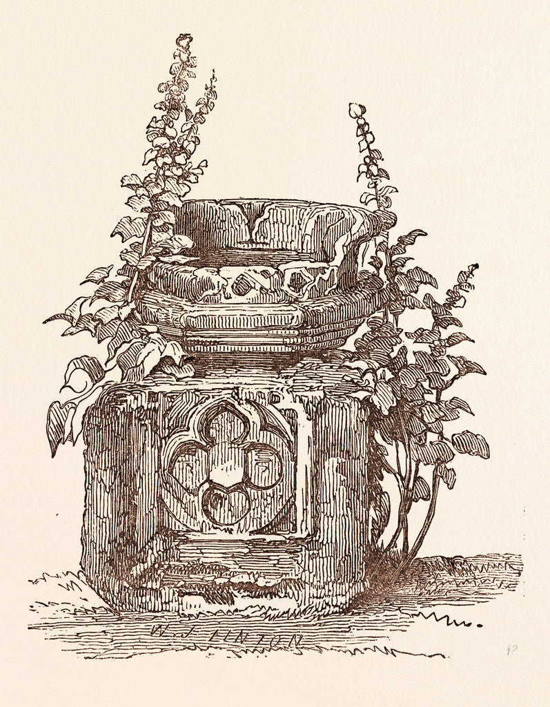 Detail of Ancient Font at Stratford-Upon-Avon, Stratford Upon Avon by Anonymous