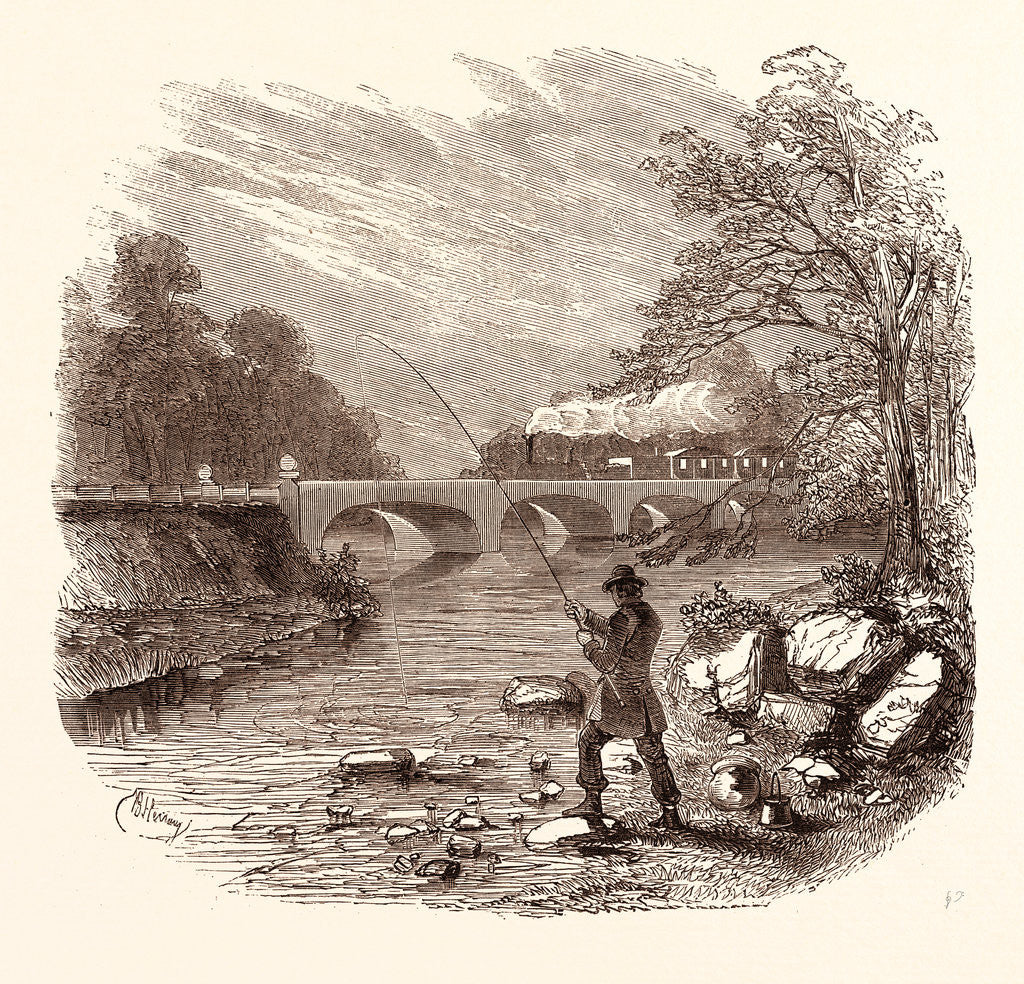 Detail of Angling, Fishing, Water, Fish, Fisherman, Bait, River, Angler, Man, Fisher by Anonymous