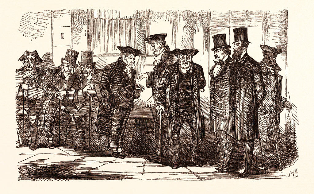 Detail of A Visit to Greenwich Hospital, Founded in 1694 As the Royal Hospital for Seamen at Greenwich. by Anonymous