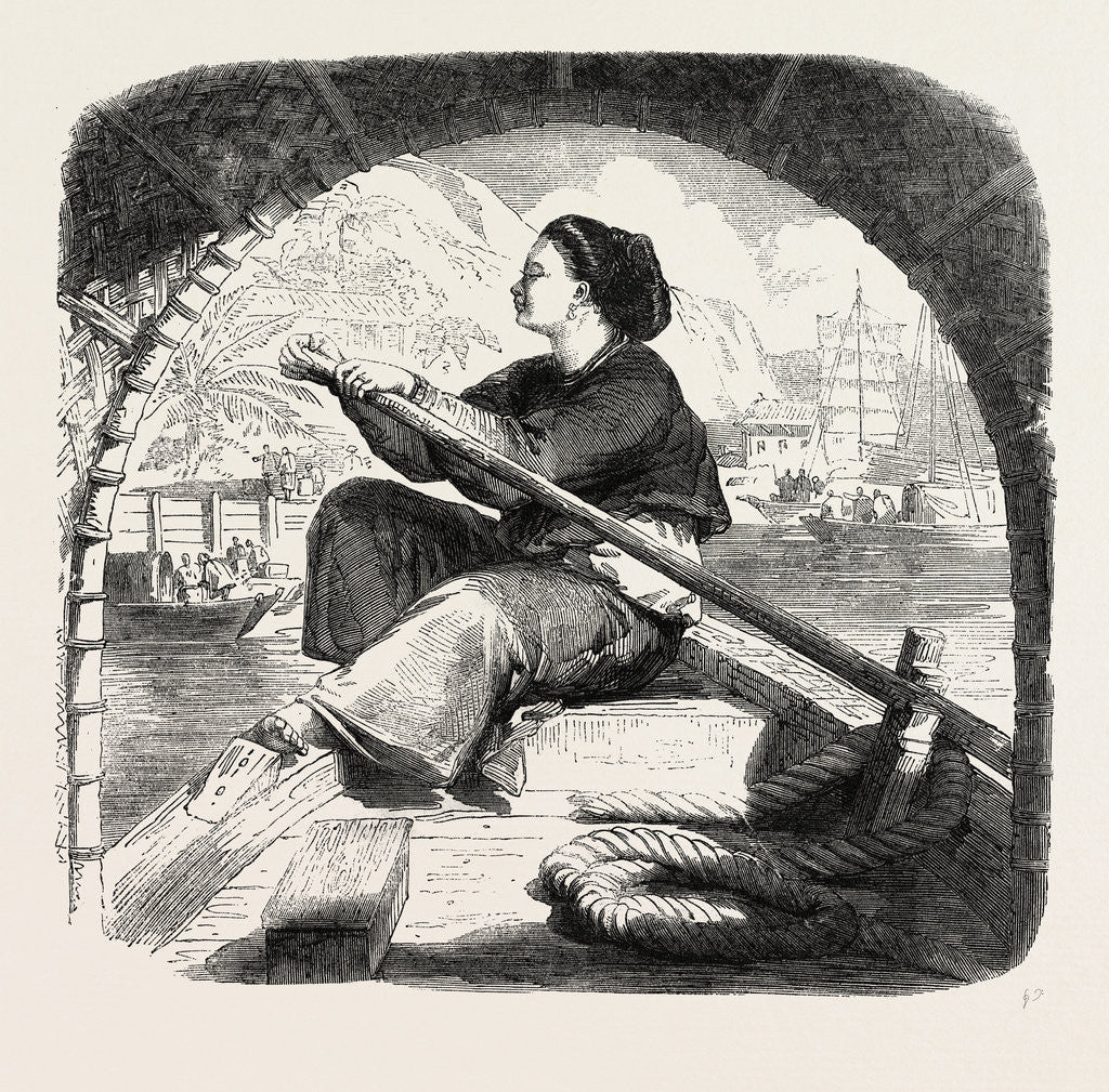 Detail of Sampan Girl on Canton River, China by Anonymous