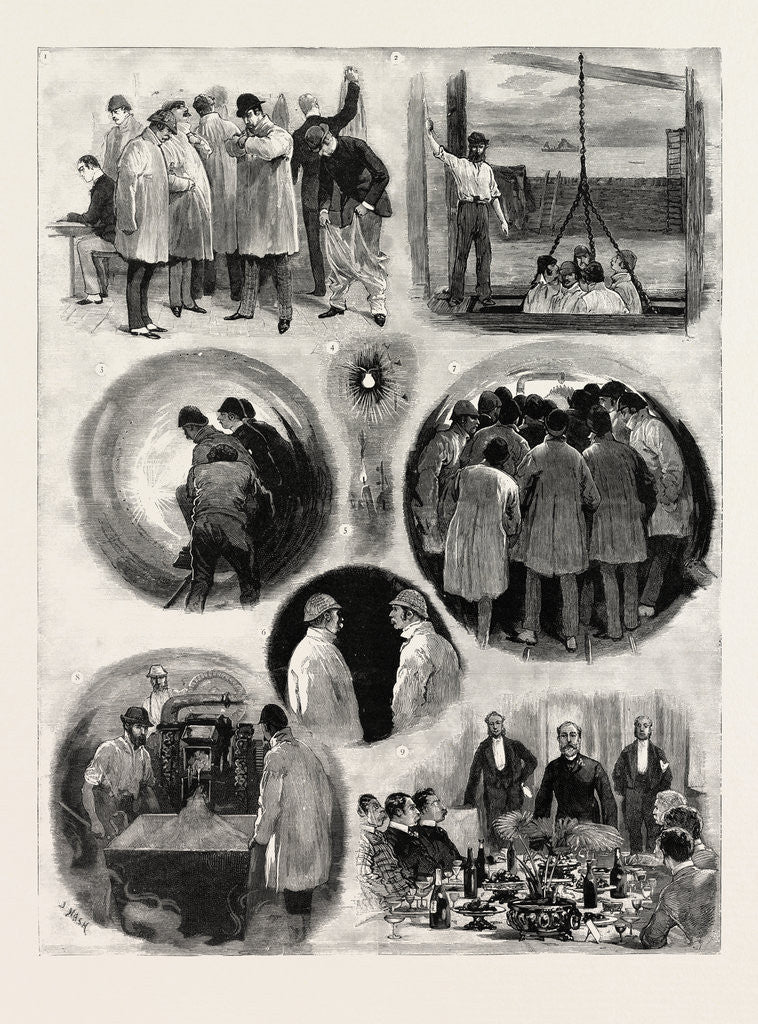 Detail of The Works of the Channel Tunnel, Preparations for the Descent by Anonymous