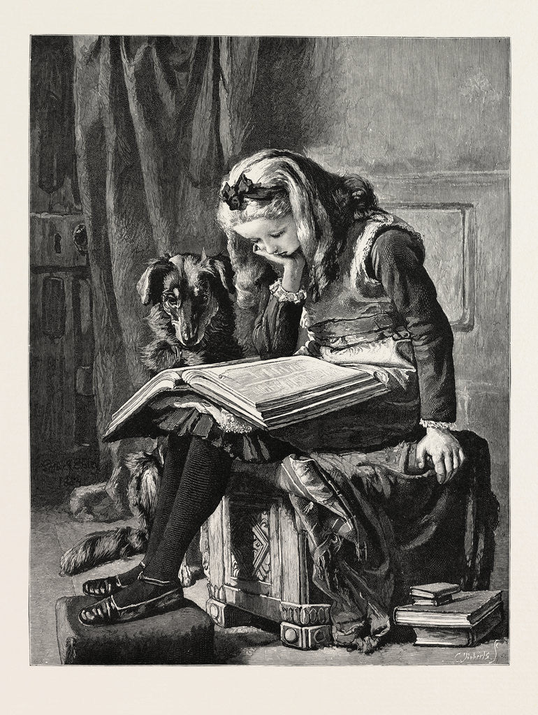 Detail of The Students, Girl, Dog, Book, Books by Anonymous