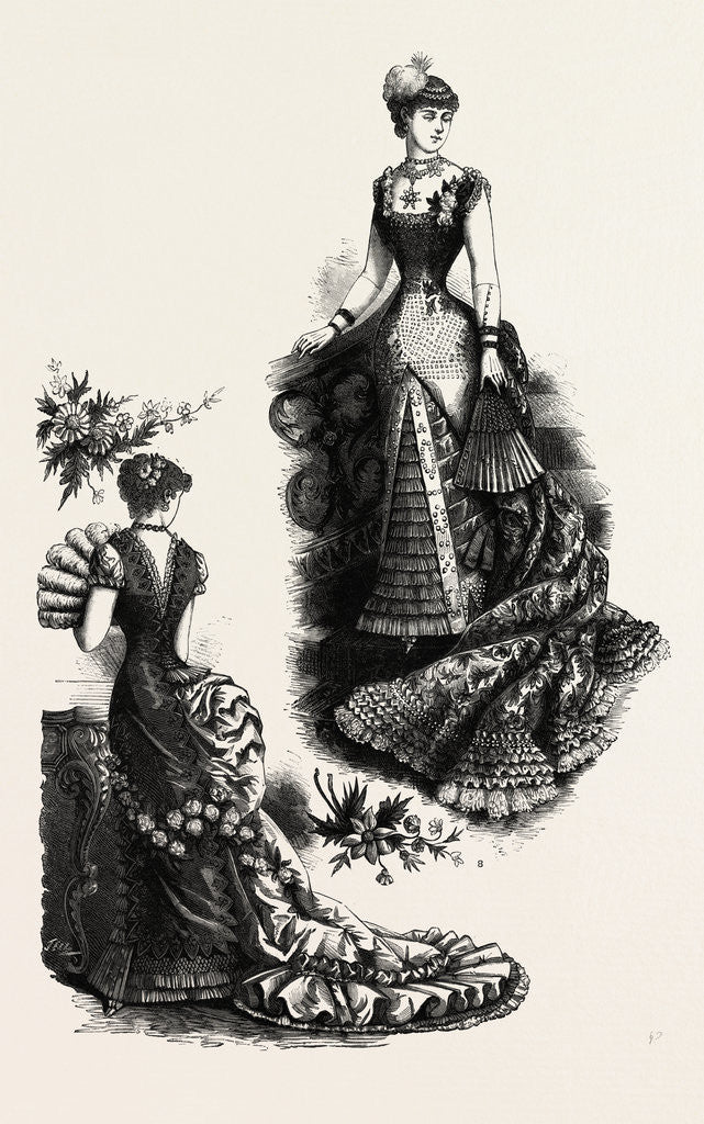 Detail of Evening Toilettes for Dinners and Balls by Anonymous