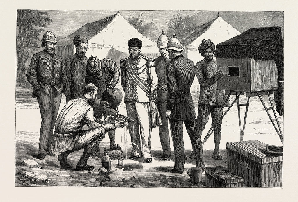 Detail of Fixing the Negative, Mr. Burke Posing the Ameer, the Ameer Yakoob Khan at Gandamak, Afghan War by Anonymous