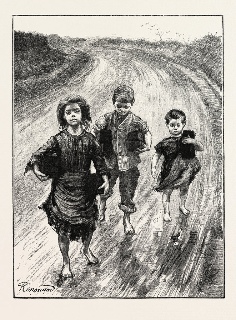 Detail of Children Carrying Turf to Pay Their School Fees, Ireland by Anonymous