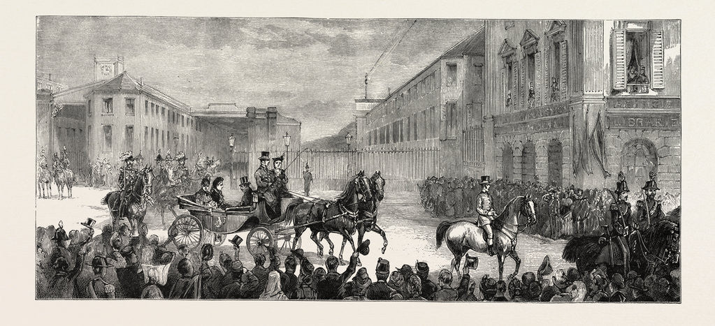 Detail of Arrival of the Queen the Royal Party Leaving the Railway Station, the Queen at Florence, Italy by Anonymous