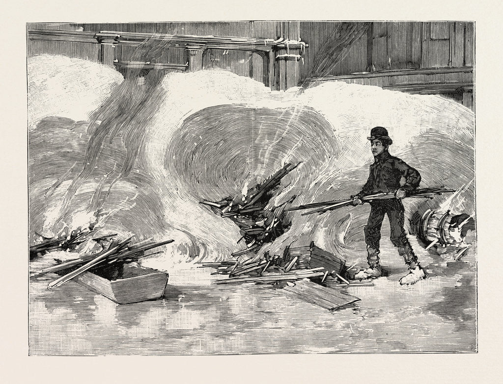 Detail of Blizzard in New York, Burning Holes in the Snow after the Storm, United States by Anonymous