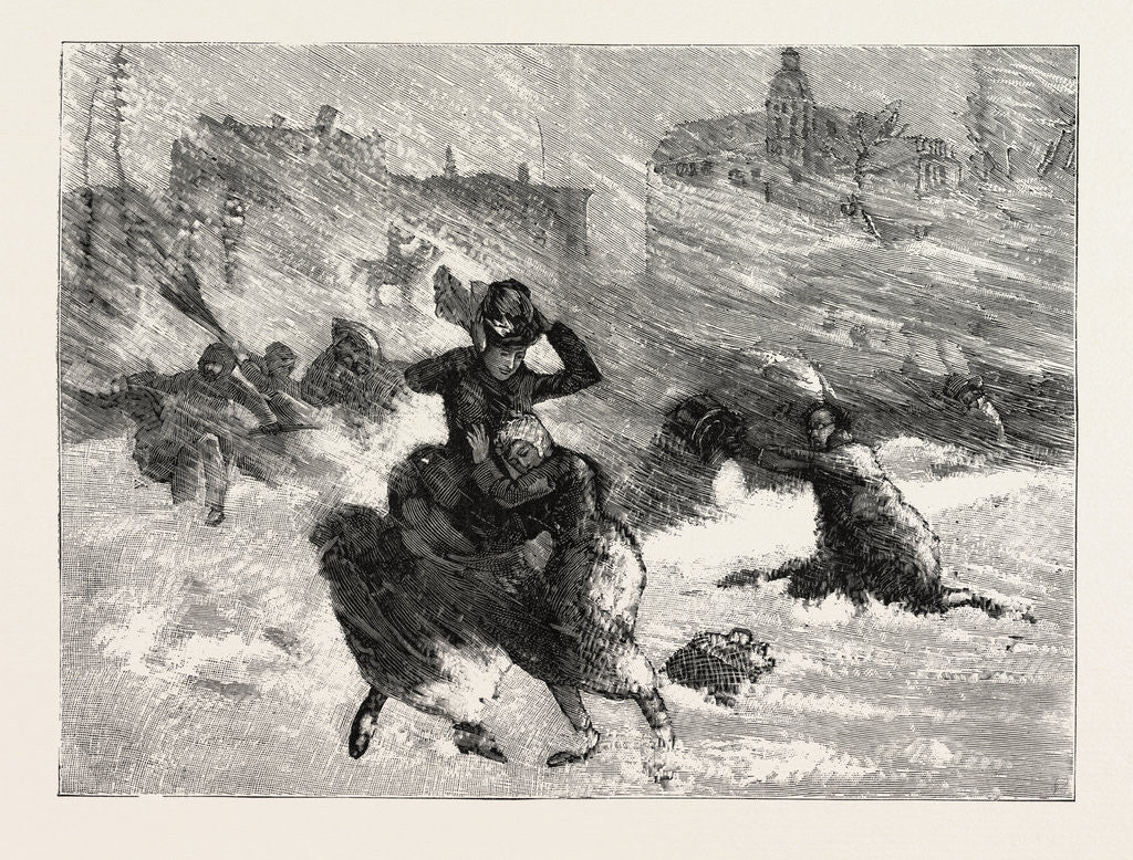 Detail of Blizzard in New York, the Perils of Union Square in the Midst of the Blizzard, United States by Anonymous