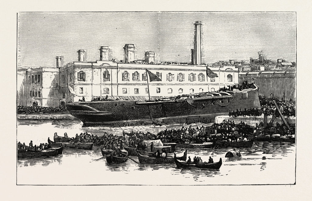 Detail of Launch of H.M.S. Melita at Malta the First Ironclad Launched from the Malta Dockyard by Anonymous