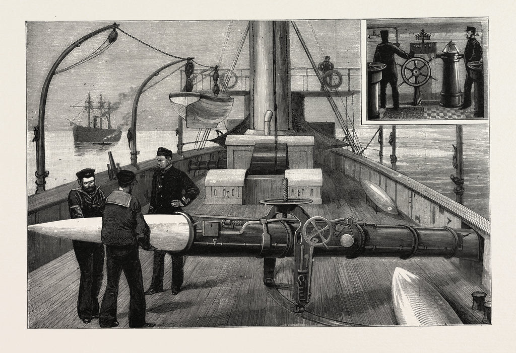 Detail of Torpedo Gun Boat, Loading a Torpedo Tube on the Upper Deck, Looking Forward by Anonymous