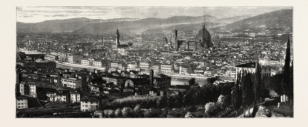 Detail of General View of Florence from the Heights of San Miniato, the Queen at Florence, Italy by Anonymous