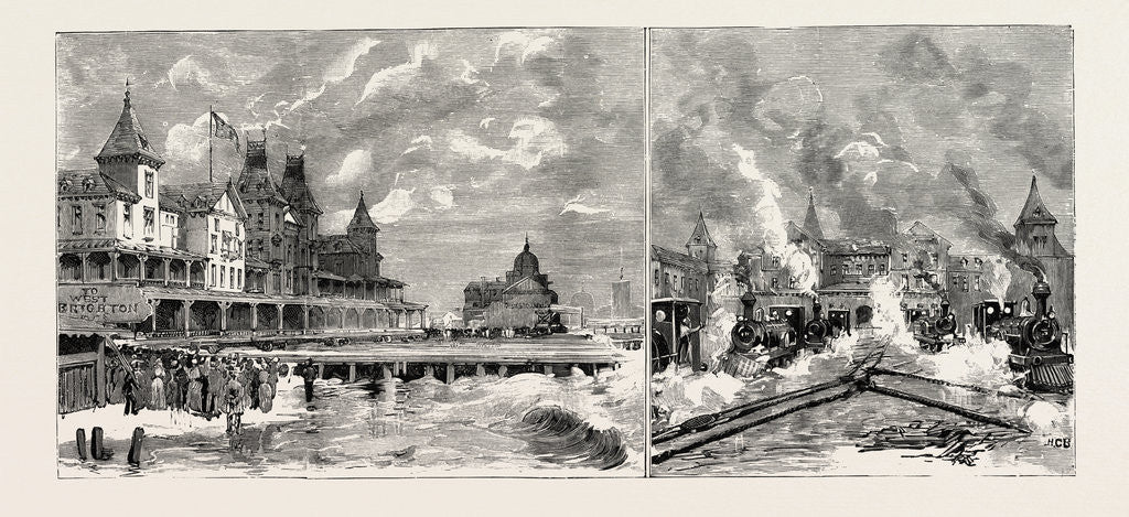 Detail of Moving the Brighton Beach Hotel, Coney Island, New York, Front View of the Hotel by Anonymous