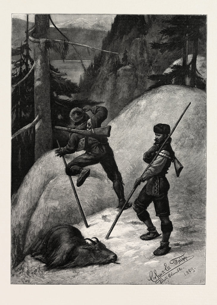 Detail of Mountain Goat Hunting in British Columbia by Anonymous