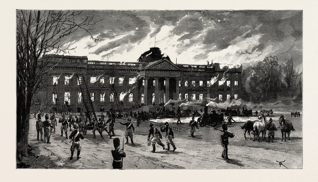 Detail of The Burning of Laeken Castle, Brussels, the Residence of King Leopold, Belgium by Anonymous