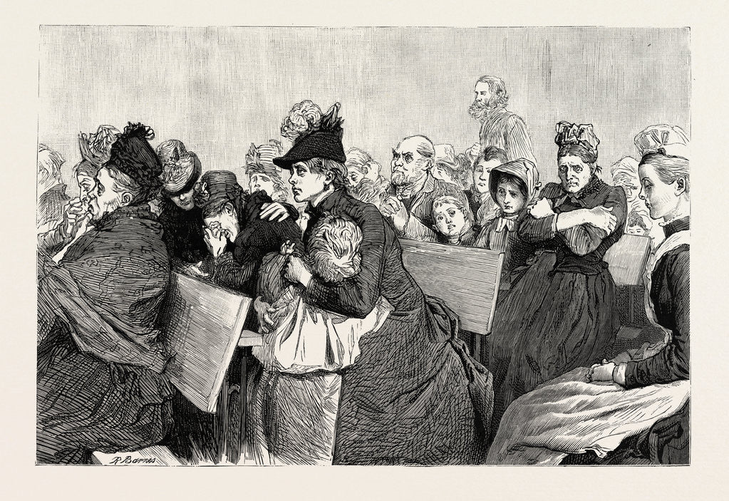 Detail of The Disastrous Fire at Forest Gate District School, the Relatives of the Victims at the Inquest by Anonymous