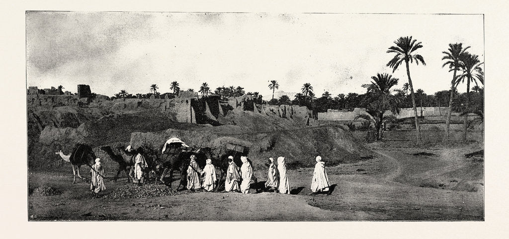 Detail of A Caravan Approaching an Old Fort in Biskra by Anonymous