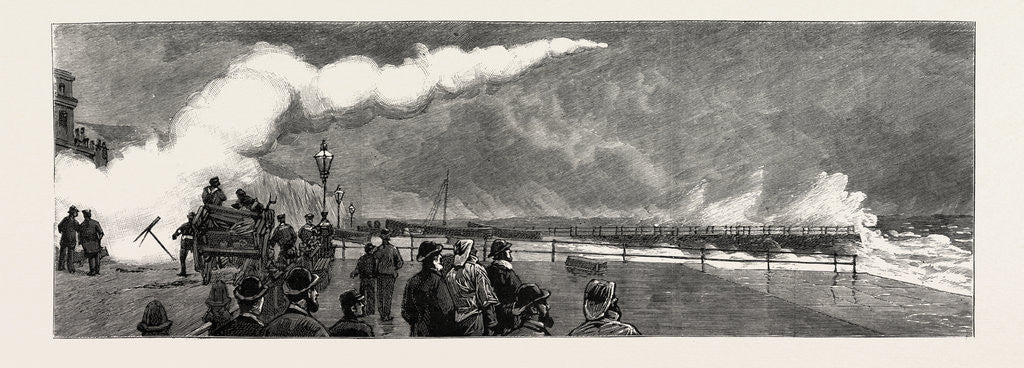 Detail of Dover, the Brigade at Practice Firing a, Rocket Over the End of the Pier, the Pier Representing a Wreck by Anonymous