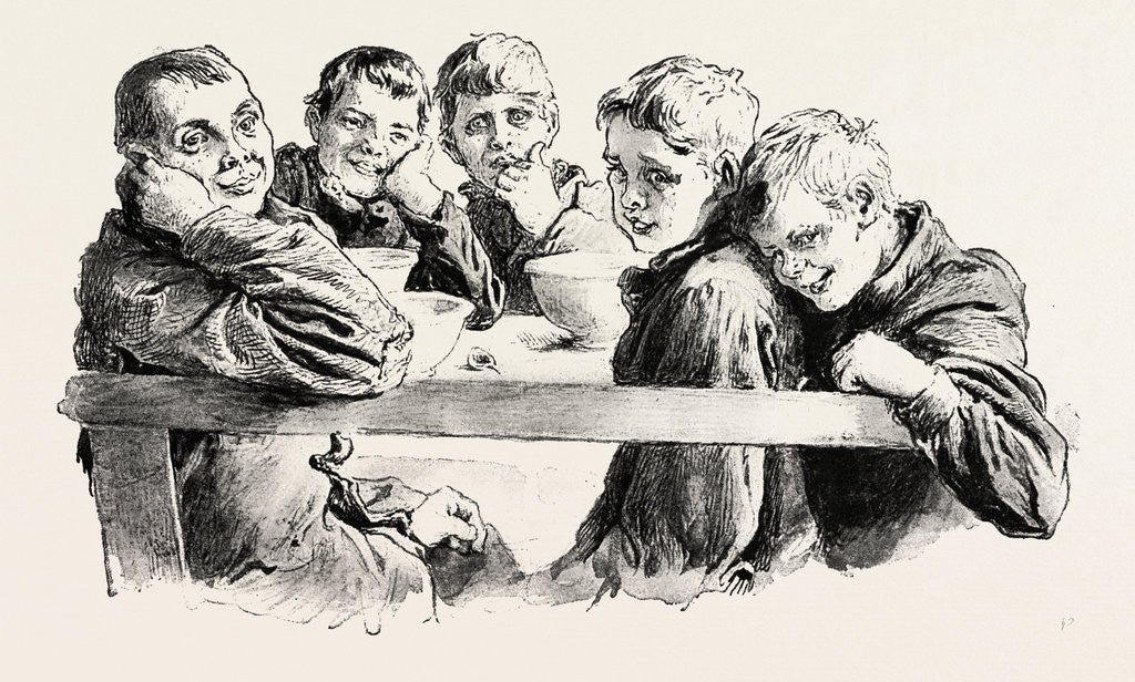 Detail of Free Dinners to Poor Children at the King Edward's Mission, Whitechapel, London by Anonymous