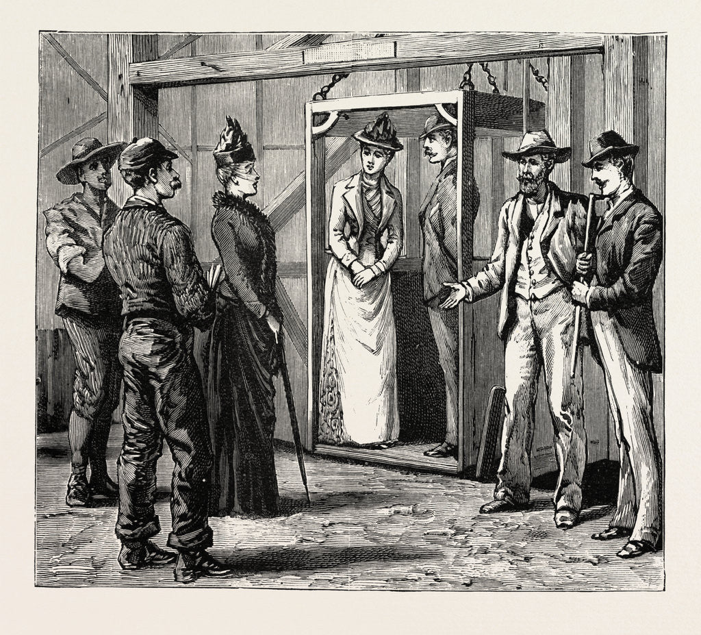 Detail of Transvaal Gold Fields, South Africa, Ladies Visit to the Jumpers Gold Mining Company, Going Down in the Cage by Anonymous