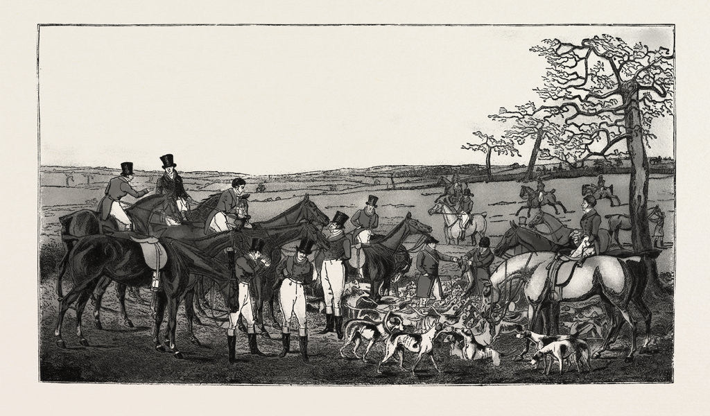 Detail of Hunting in Leicestershire, 1827, Hunt, Horse, Horses by Anonymous