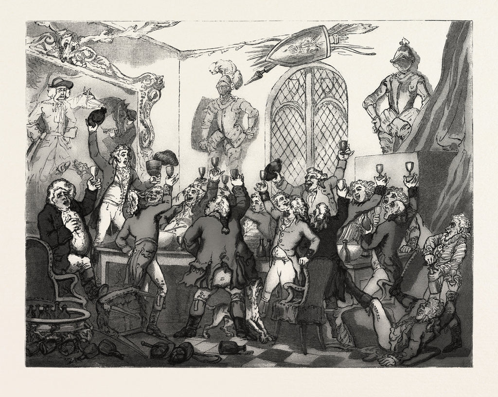 Detail of The Humours of Fox Hunting, 1788, the Dinner, Hunt by Anonymous