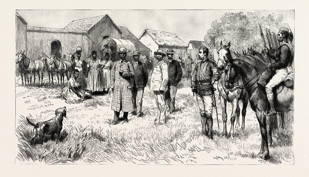 Detail of Dinizulu, Undabuko, and Chingwao, the Exiled Zulu Chiefs, Leaving the Gaol at Eshowe, Zululand, En Route by Anonymous