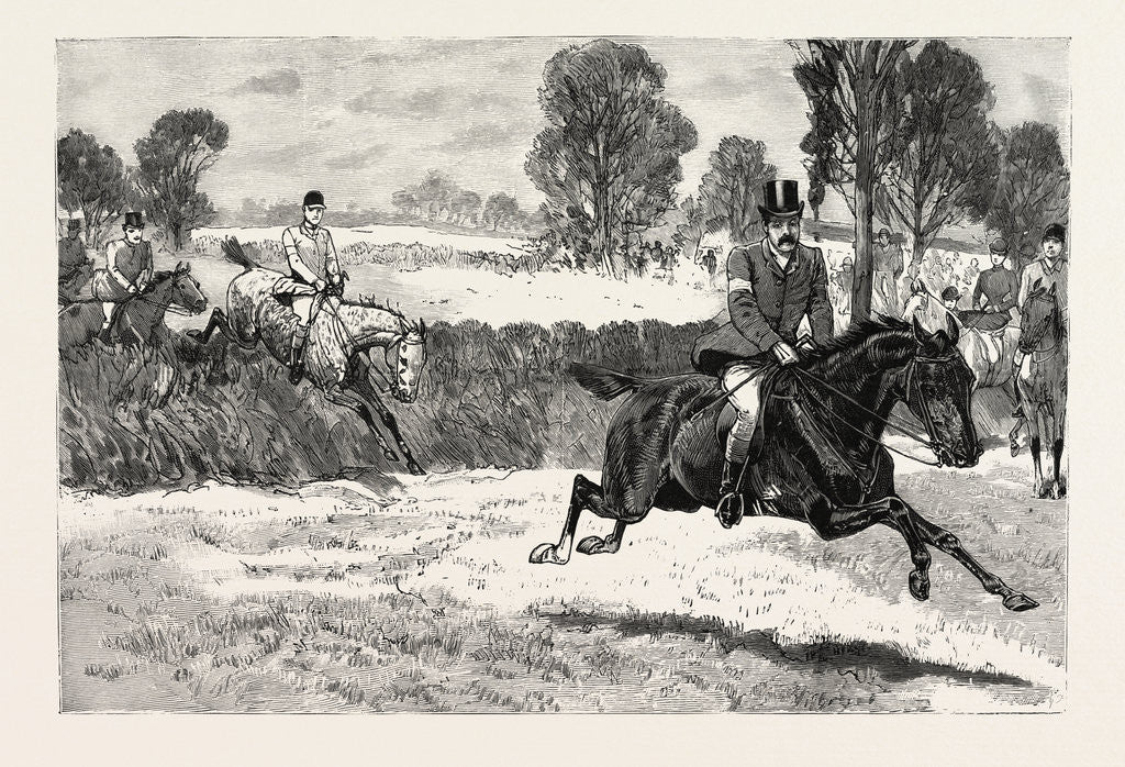 Detail of The House of Commons Point to Point Steeplechase Near Rugby, Mr. Elliott Lees Wins on Damon by Anonymous
