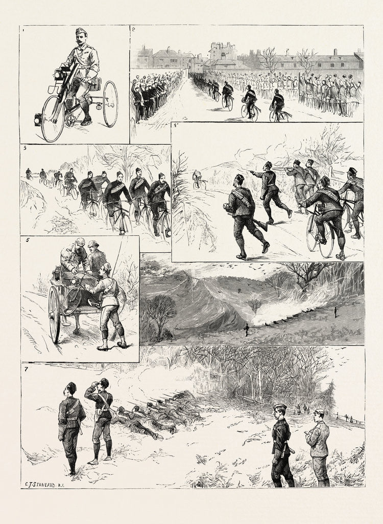 Detail of With the Royal Marine Cyclists from Walmer to the Battle of Tolsford Hill, from Sketches by Our Special Artist with the Folkestone Division by Anonymous