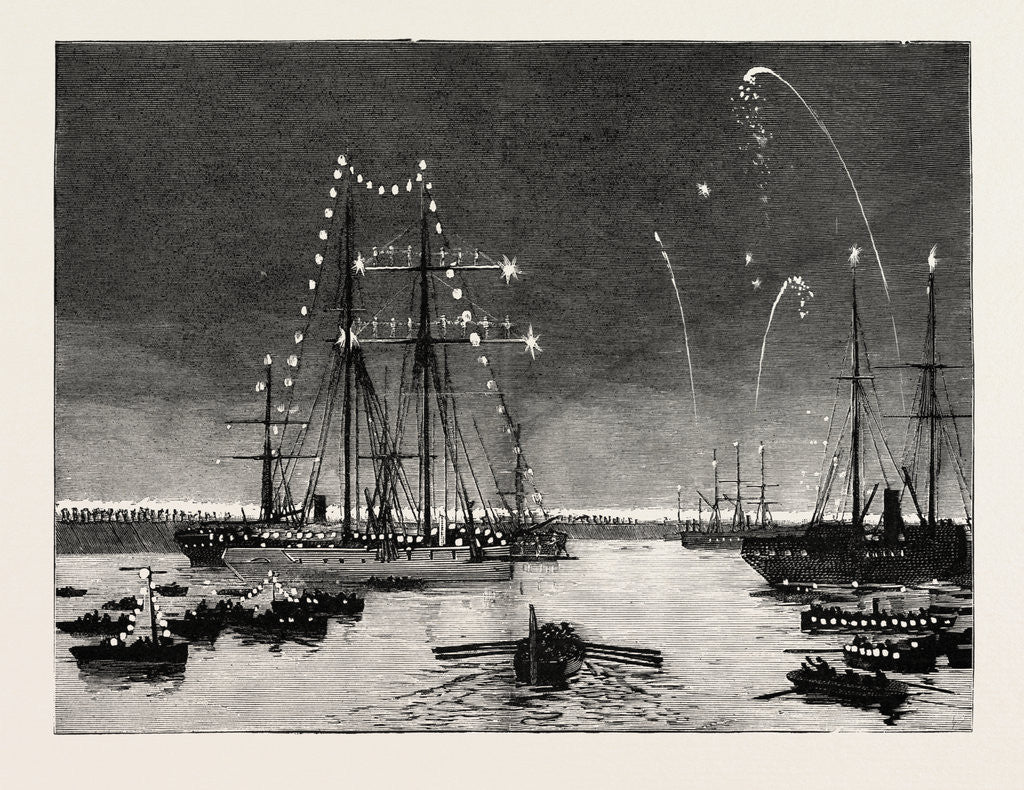 Detail of The Duke and Duchess of Connaught Leaving Colombo at Night by Anonymous