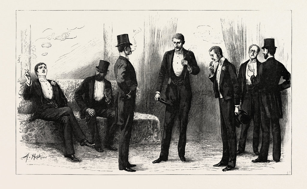 Detail of A Peep Into the Smoking Room at the Theatre by Anonymous